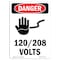 Signmission Safety Sign, OSHA Danger, 24" Height, 120-208 Volts, Portrait OS-DS-D-1824-V-1004 - alternate 1